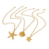 Shell Starfish Pendant Necklace Stainless Steel Ochain Necklace With Pvd Furnace Vacuum Real Gold Plating For Women Casual Minimalist Style