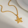 Shell Starfish Pendant Necklace Stainless Steel Ochain Necklace With Pvd Furnace Vacuum Real Gold Plating For Women Casual Minimalist Style