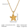 Shell Starfish Pendant Necklace Stainless Steel Ochain Necklace With Pvd Furnace Vacuum Real Gold Plating For Women Casual Minimalist Style