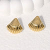 Shell Titanium Steel Stud Earrings For Women Non Fading 18K Gold Plated Simple Ins Style Stainless Steel