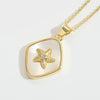 Shell Zircon Inlaid Disc Tigershaped Pendant Necklace Copper Electroplated Mixed Gemstone Setting For Women