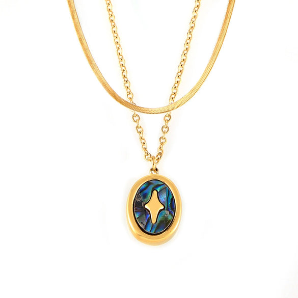 Shellfish Pendant Clavicle Necklace Titanium Steel Electroplated 18K Gold Geometric Light Luxury Women's Jewelry