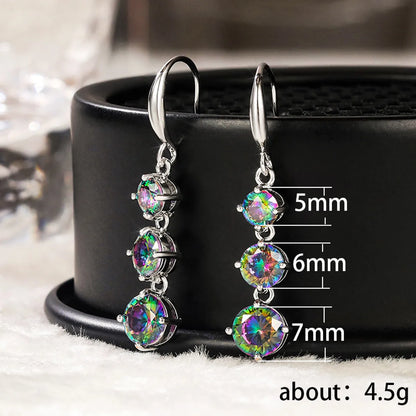 Shining Colorful Zircon Earrings Long Trend Copper Earrings