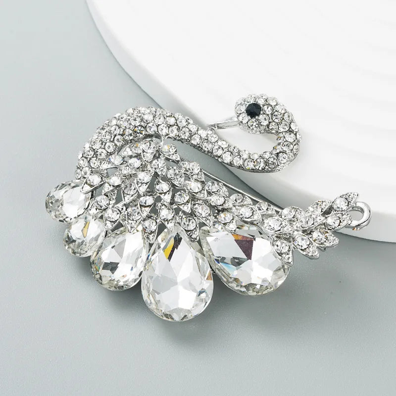 Shining Fashion Female Rhinestone Silk Scarf Buckle Brooch Pin