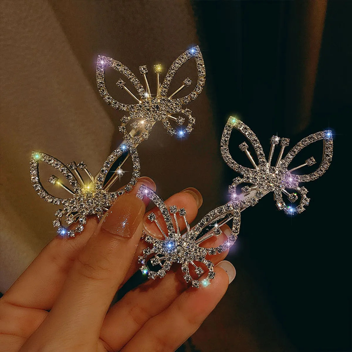 Shiny Butterfly Alloy Plating Rhinestones Hair Clip