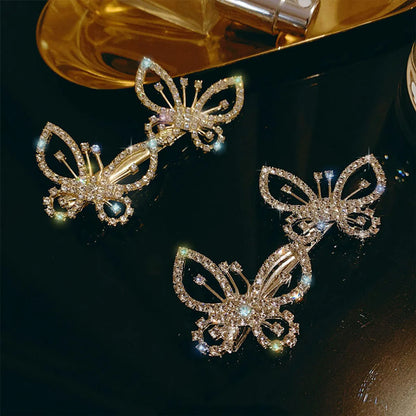 Shiny Butterfly Alloy Plating Rhinestones Hair Clip