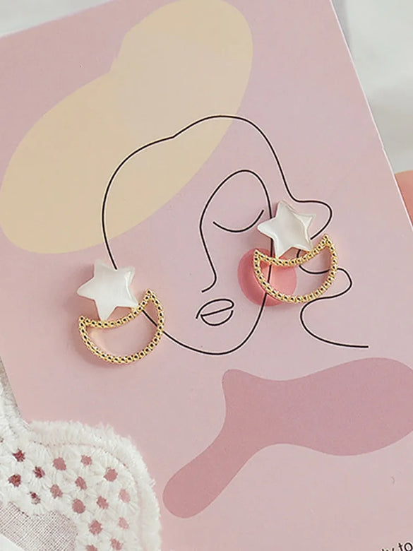 Shiny Cross Round Star Plating Inlay Copper Zircon 18k Gold Plated White Gold Plated Earrings