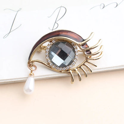 Shiny Eye Alloy Inlay Crystal Rhinestones Unisex Brooches