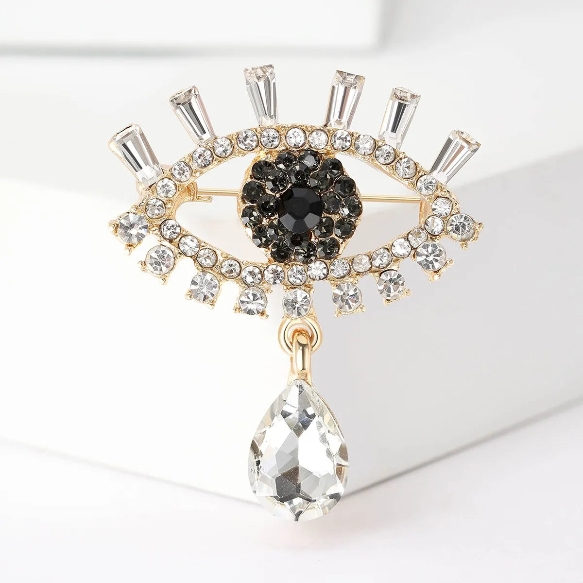 Shiny Eye Alloy Inlay Crystal Rhinestones Unisex Brooches