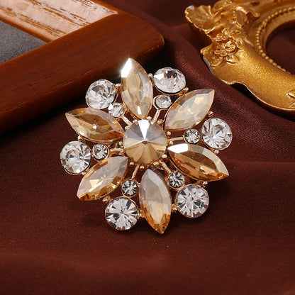 Shiny Flower Gold Plated Rhinestones Alloy Wholesale Open Rings