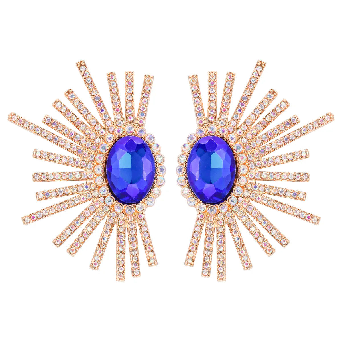 Shiny Geometric Alloy Inlay Rhinestones Glass Stone Women's Ear Studs