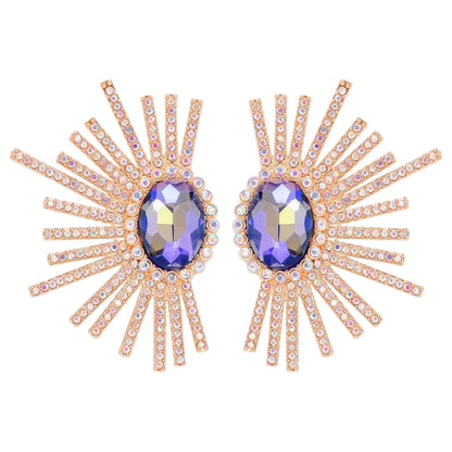 Shiny Geometric Alloy Inlay Rhinestones Glass Stone Women's Ear Studs