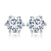 Shiny Geometric Sterling Silver Gra Inlay Moissanite Ear Studs