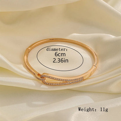 Shiny Heart Shape Butterfly Alloy Plating Inlay Zircon 18K Gold Plated Women'S Bangle