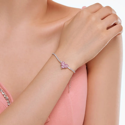 Shiny Heart Shape Sterling Silver Plating Inlay Zircon Bracelets