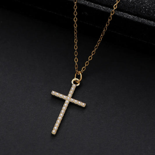 Shiny Letter Alloy Inlay Pearl Women's Pendant Necklace