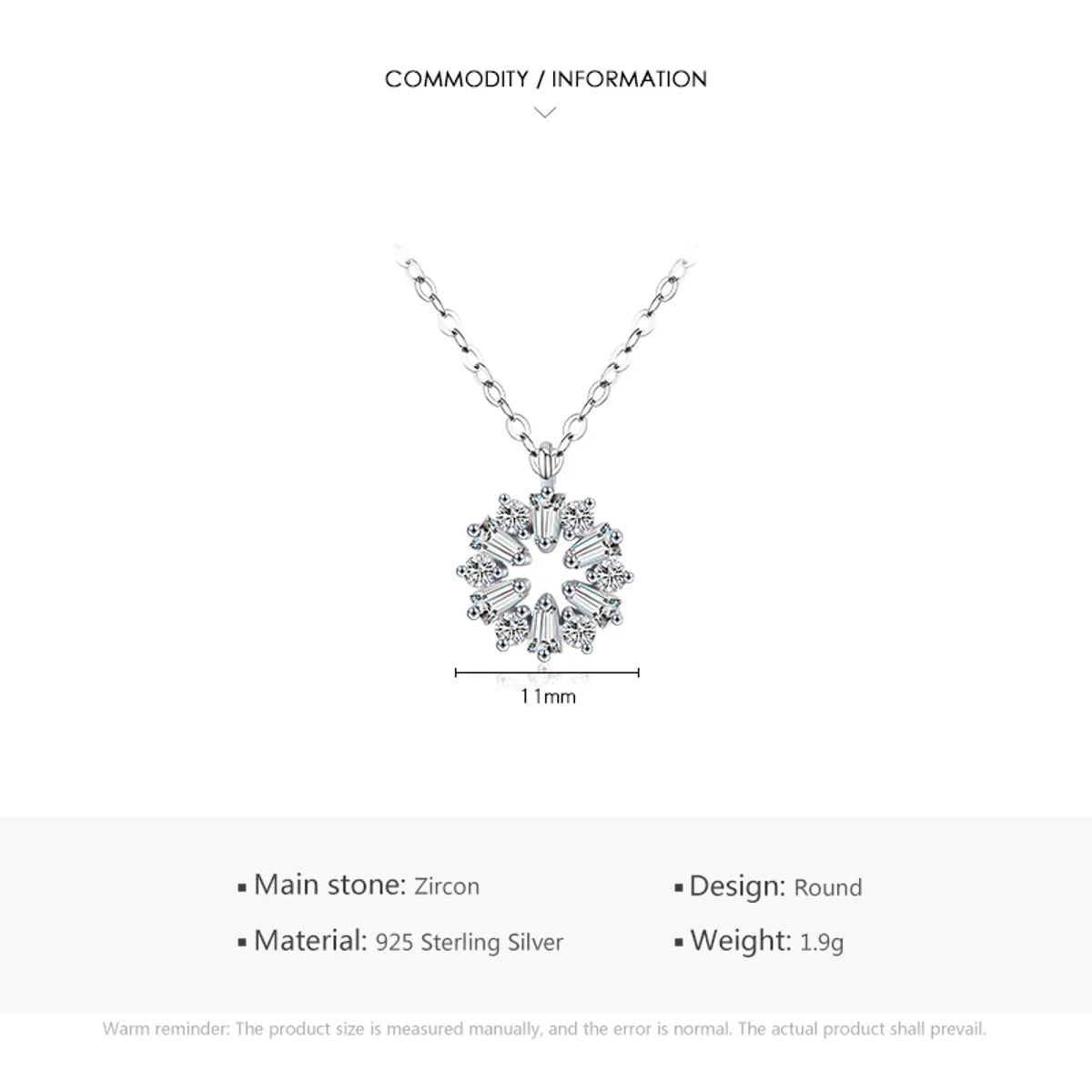 Shiny Snowflake Sterling Silver Plating Inlay Zircon Rhodium Plated Pendant Necklace