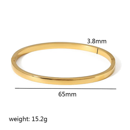 Shiny Solid Color 304 Stainless Steel 18K Gold Plated Bangle In Bulk