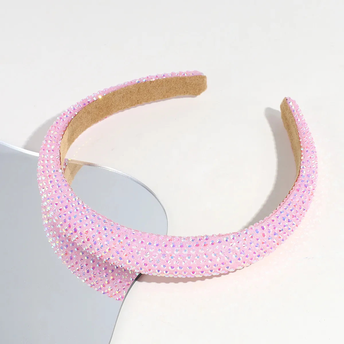 Women'S Shiny Solid Color Plastic Inlay Rhinestones Hair Band