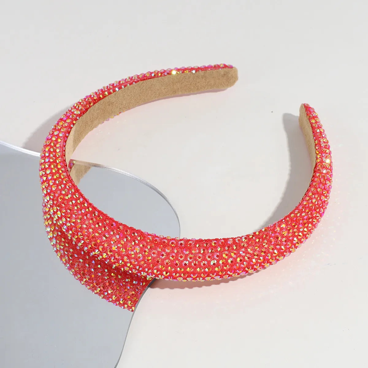 Women'S Shiny Solid Color Plastic Inlay Rhinestones Hair Band