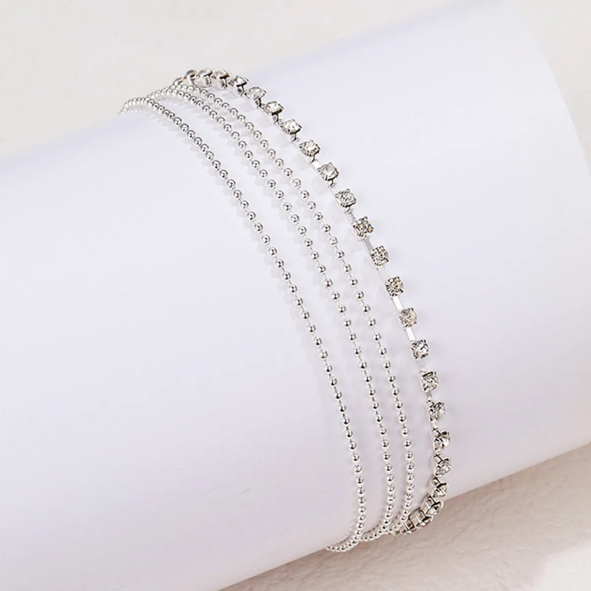 Shiny Solid Color Rhinestones Alloy Wholesale Anklet