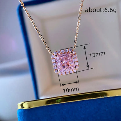 Shiny Square Copper Inlay Zircon Rings Earrings Necklace