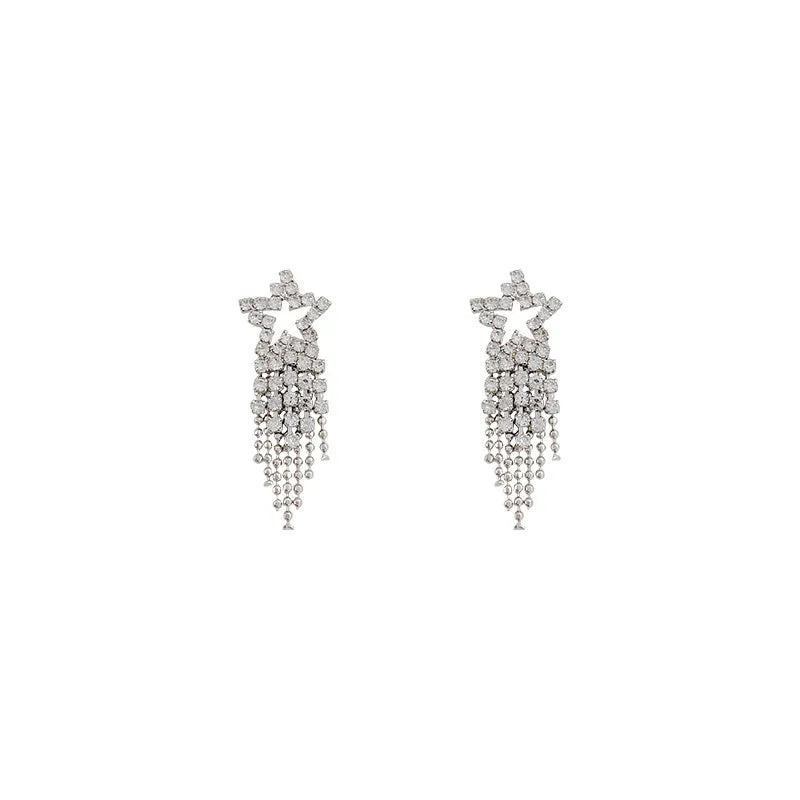 Shiny Star Alloy Inlay Rhinestone Earrings 1 Pair