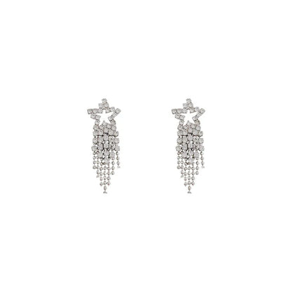 Shiny Star Alloy Inlay Rhinestone Earrings 1 Pair