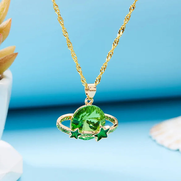 Shiny Star Planet Alloy Plating Inlay Rhinestones Women'S Pendant Necklace