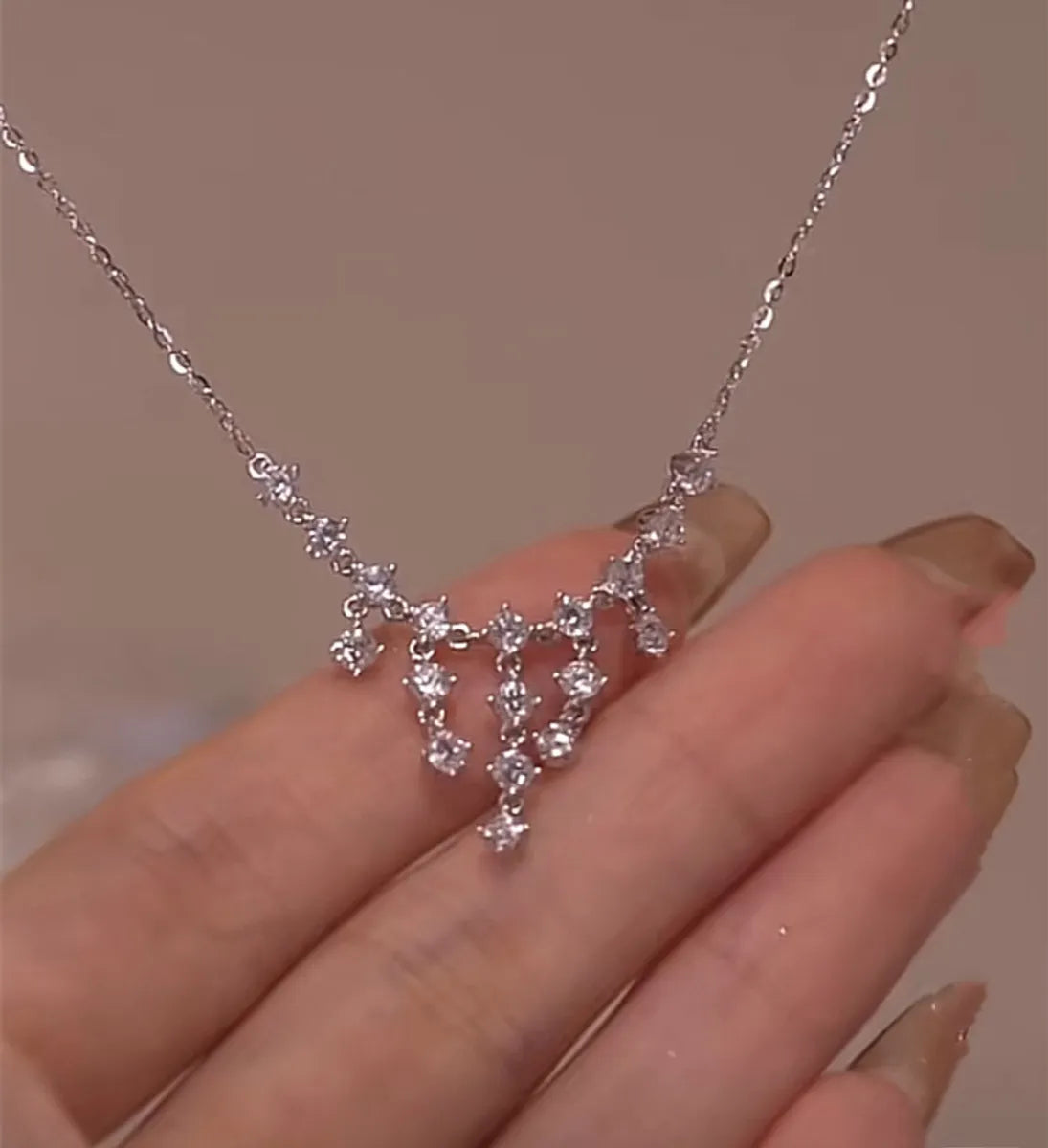 Shiny Water Droplets Copper Zircon Necklace In Bulk