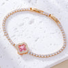 Shiny Women's Zircon Bracelet With Various Color Zircons Leaves And Geometric Patterns Sweet Style High End Design Sense Exquisite