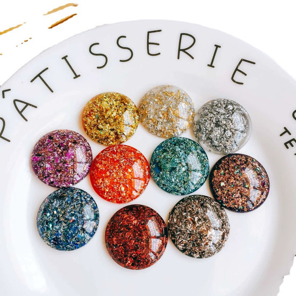 Shoe And Mobile Phone Case Accessories Acrylic Plastic Resin Round Irregular Gold Foil Glitter Dripping Oil Style
