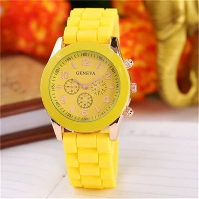 Silicone Alloy Ordinary Glass Mirror Stainless Steel Watch Round Dial Leisure Style