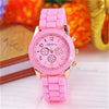 Silicone Alloy Ordinary Glass Mirror Stainless Steel Watch Round Dial Leisure Style
