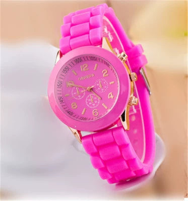 Silicone Alloy Ordinary Glass Mirror Stainless Steel Watch Round Dial Leisure Style