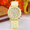 Silicone Alloy Ordinary Glass Mirror Stainless Steel Watch Round Dial Leisure Style
