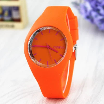 Silicone Alloy Watch Round Dial Leisure Style For Men And Women
