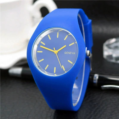Silicone Alloy Watch Round Dial Leisure Style For Men And Women