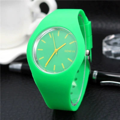 Silicone Alloy Watch Round Dial Leisure Style For Men And Women
