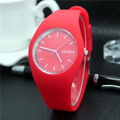 Silicone Alloy Watch Round Dial Leisure Style For Men And Women