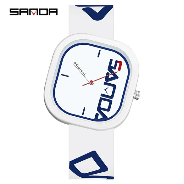 Silicone Band Square Watch For Students Waterproof Zinc Alloy Case Mineral Strengthened Glass Mirror Trendy Simple