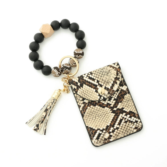 Silicone Bead Card Bag Sunflower Snake Women's Handmade Geometric Bracelet Keychain Mini Wallet