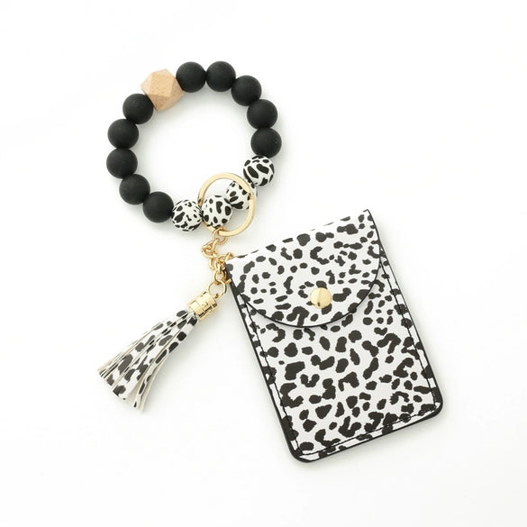 Silicone Bead Card Bag Sunflower Snake Women's Handmade Geometric Bracelet Keychain Mini Wallet