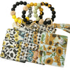 Silicone Bead Card Bag Western Style Cow Tau Sunflower Keychain Bracelet Wallet