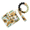 Silicone Bead Card Bag Western Style Cow Tau Sunflower Keychain Bracelet Wallet