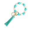 Silicone Bead Handmade Geometric Style Women's Wrist Bracelet With Tassel Pendant And Antilost Wooden Bead
