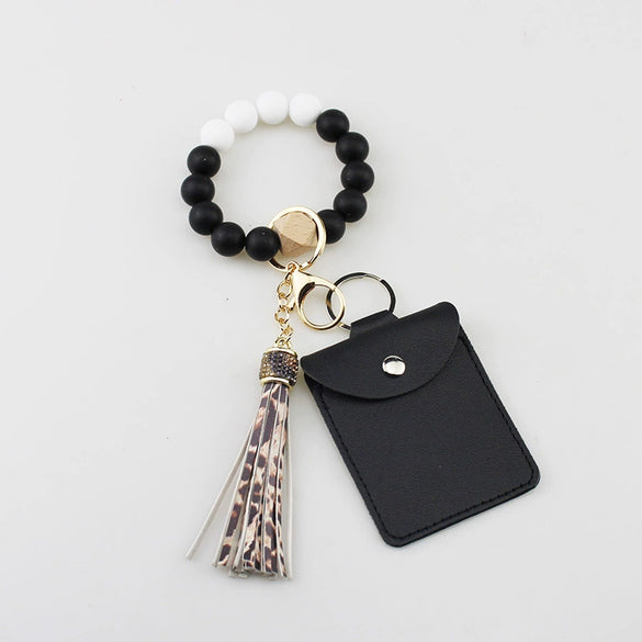 Silicone Bead Tassel Bracelet And Card Holder