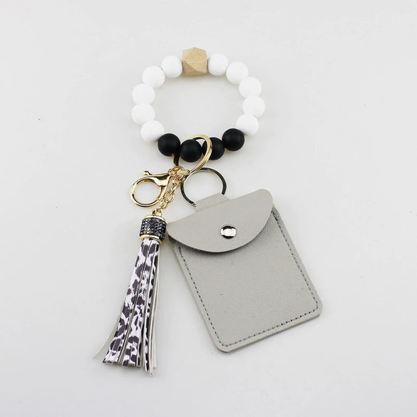 Silicone Bead Tassel Bracelet And Card Holder