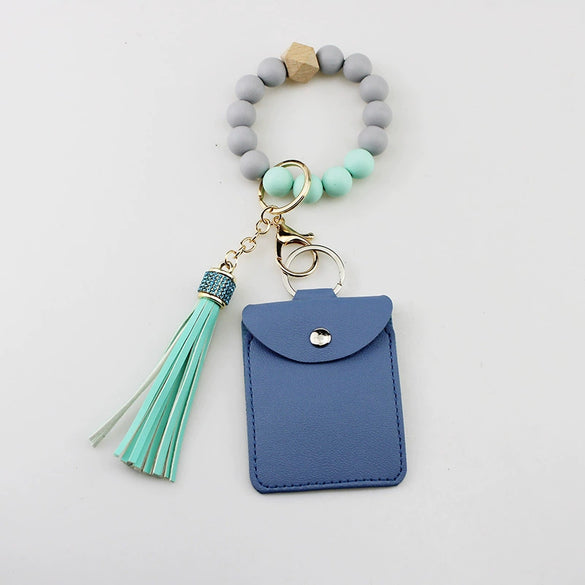 Silicone Bead Tassel Bracelet And Card Holder