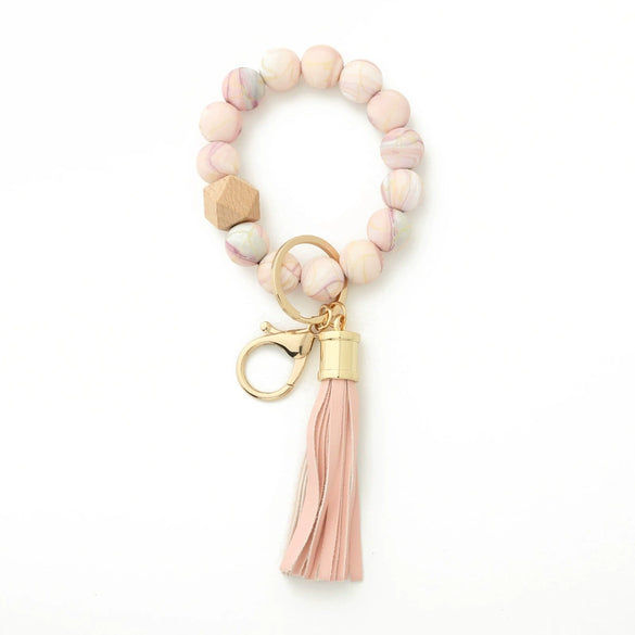 Silicone Bracelet With Leopard Print And Round Bead Design For Women